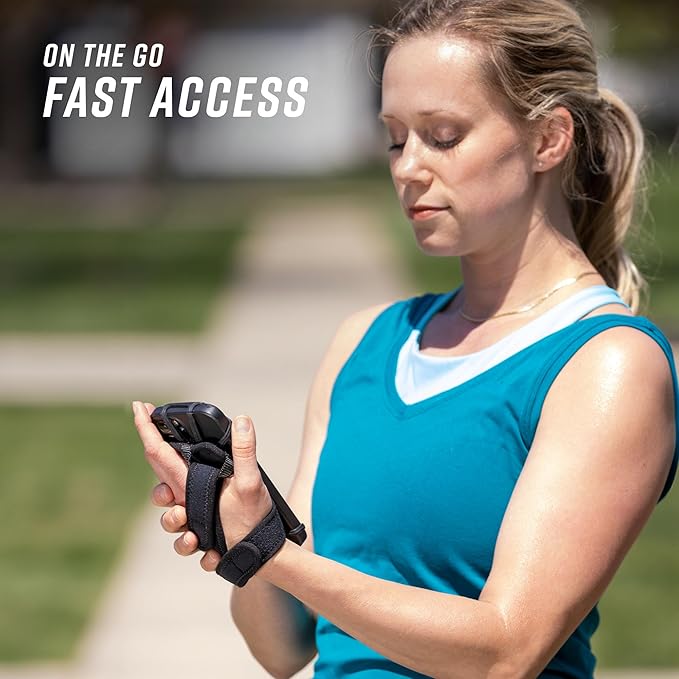 Noxgear Hand Held Phone Holder - Handheld Grip Phone Holder with Key Fob & Card Slot for Running, Jogging & Working Out - Compatible with All Phones (iPhone, Samsung & Google) - Machine Washable