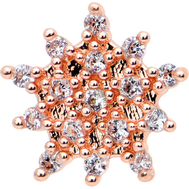 16G 1/4 Clear Gem Rose Gold Hue Stylish Flower Labret Tragus