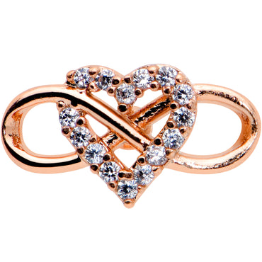 16G 1/4 Clear CZ Gem Rosy Infinity Heart Cartilage Labret Tragus