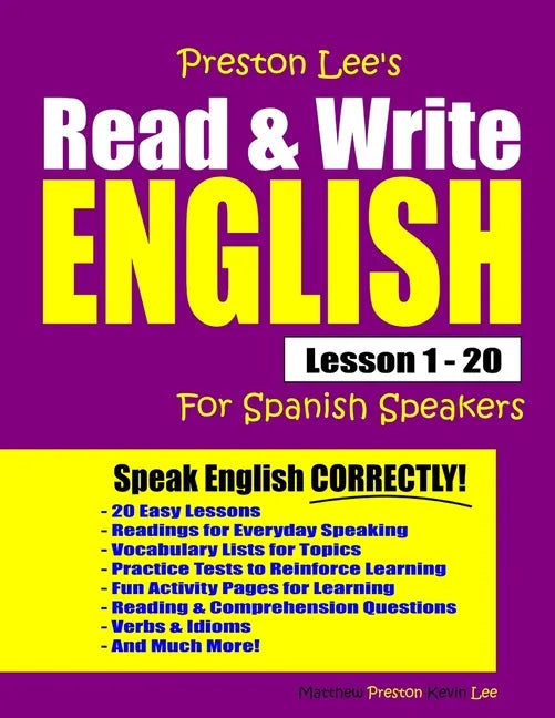 Preston Lee's Read & Write English Lesson 1 - 20 For Spanish Speakers - Paperback