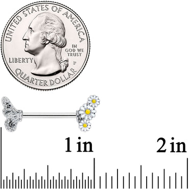14G 9/16 Clear Gem Butterfly Daisy Flower Barbell Nipple Ring Set