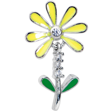 16G 1/4 Clear CZ Gem Whimsy Daisy Flower Dangle Cartilage Tragus