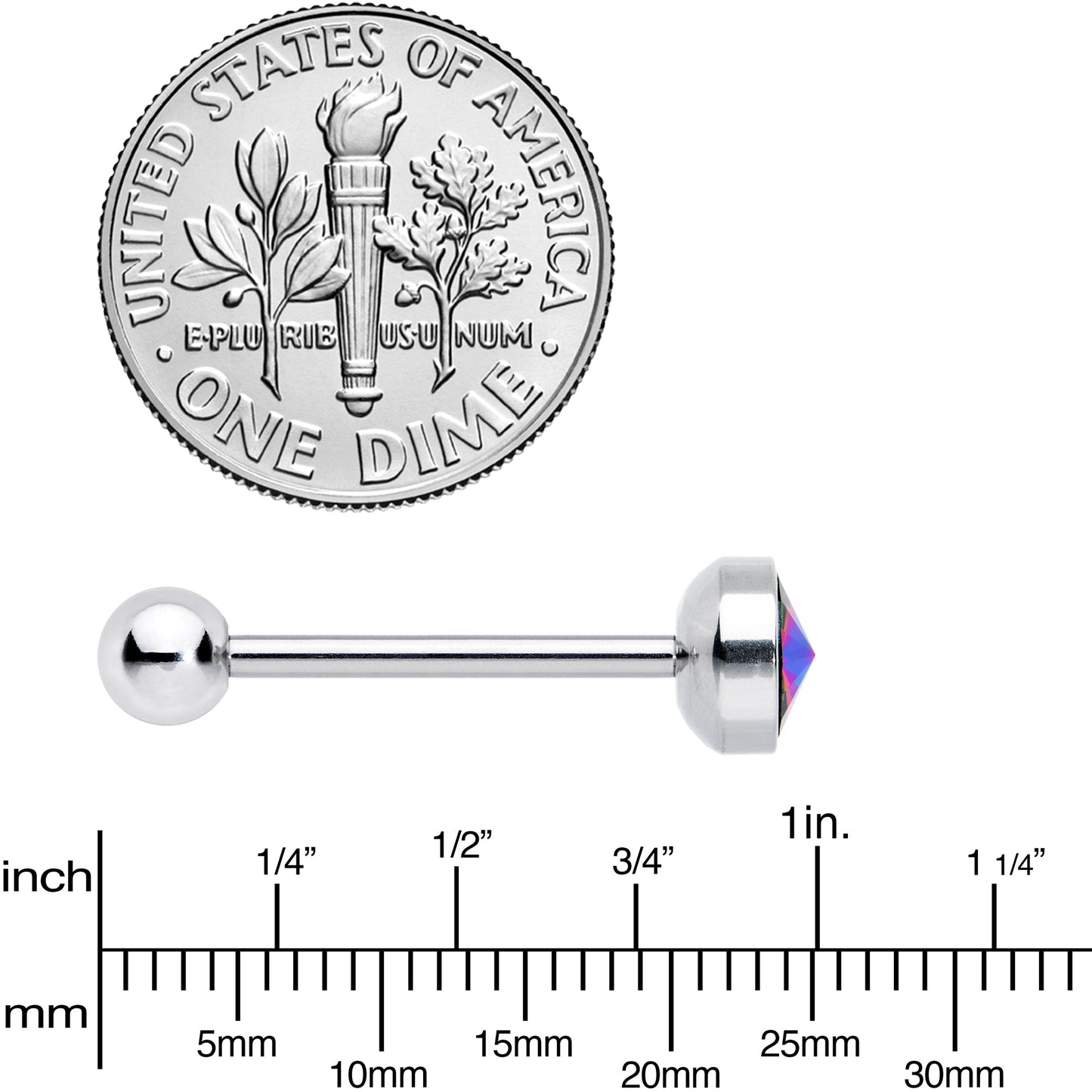 Vitrail Gem Top Simply Lovely Barbell Tongue Ring