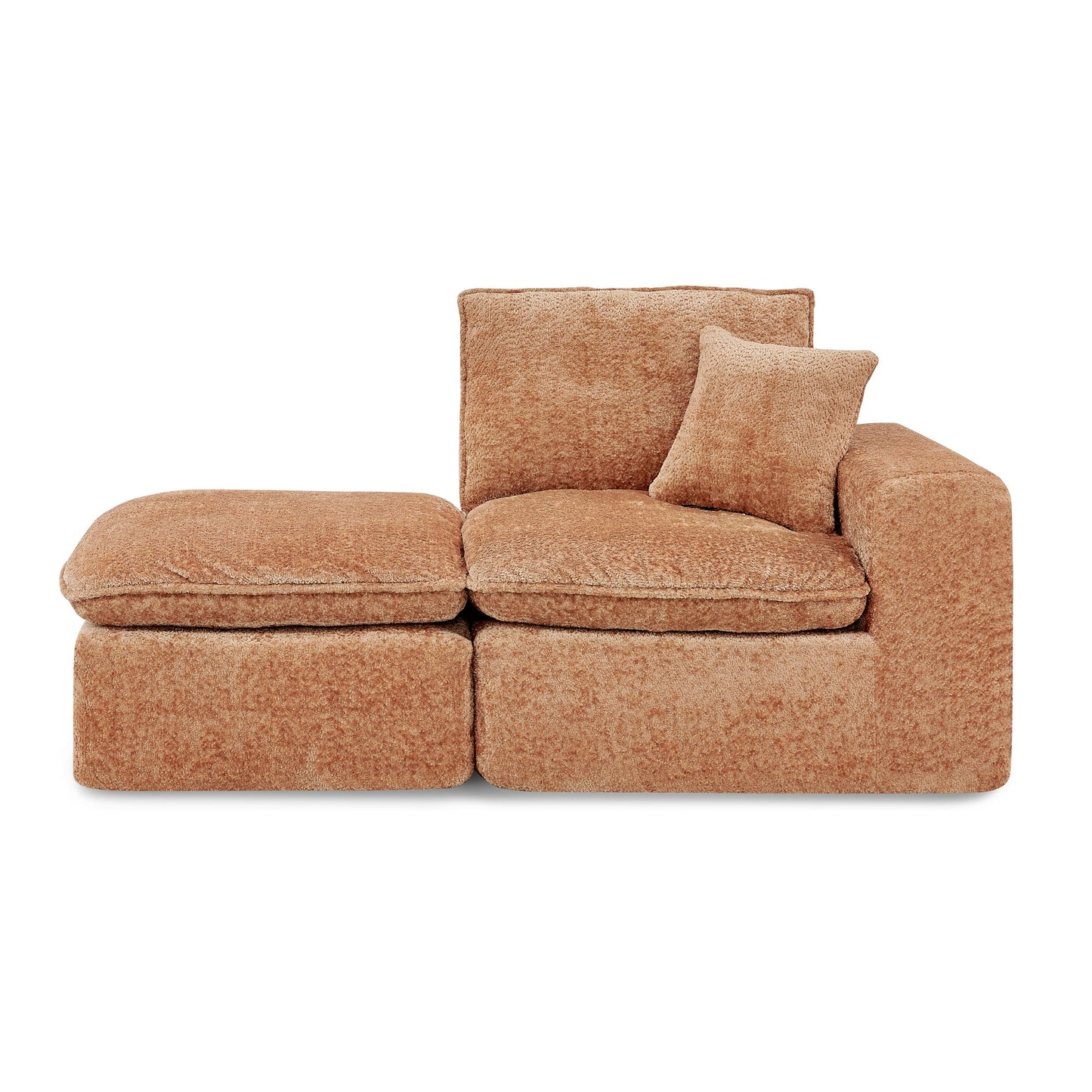 Sectional Sofa Modular Boucle Orange 4 Seat Reversible Chaise 107 In
