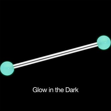 14G Baby Blue UV Glow Ends Industrial Barbell 31mm
