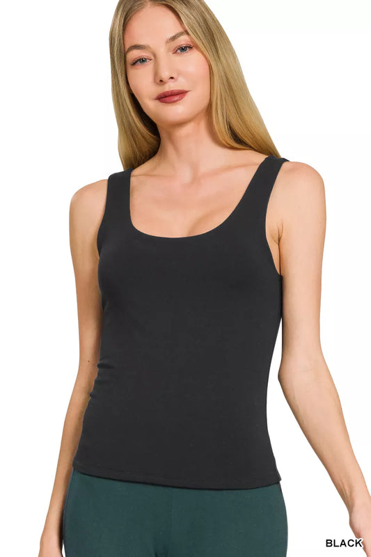 Zenana Double Layered Double Scoop Tank Top