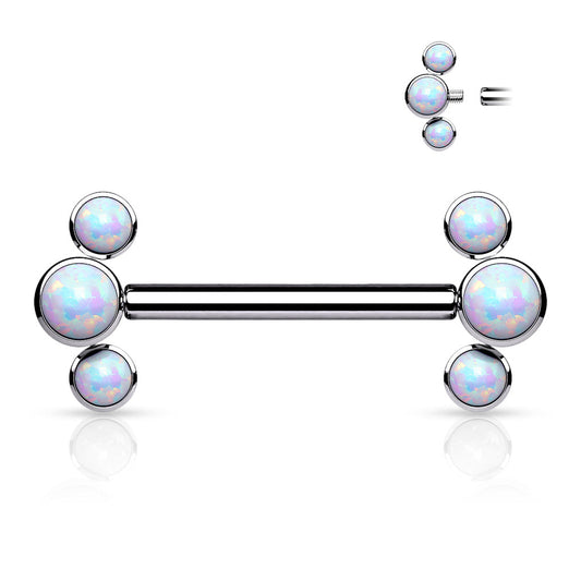 14G Synthetic Opal ASTM F-136 Implant Grade Titanium Internally Threaded Bridge Barbell