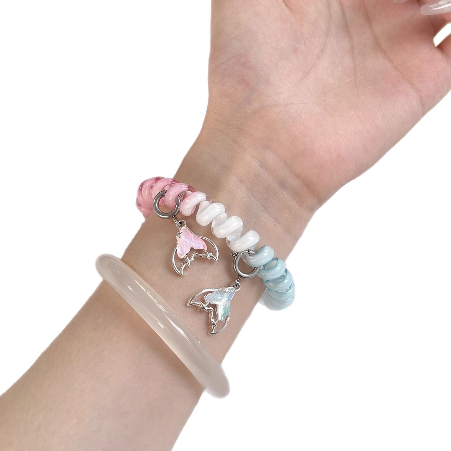 Spiral Telephone Cord Watch Band - Elastic Coil Strap Replacement Accessory for Smartwatch