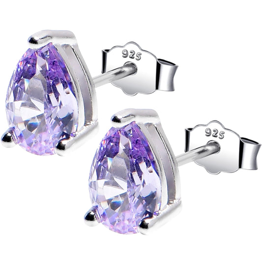 5mm CZ Pear 925 Sterling Silver June Birthstone Stud Earrings