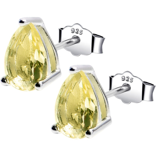 5mm CZ Pear 925 Sterling Silver November Birthstone Stud Earrings