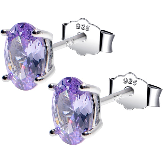 5mm CZ Oval 925 Sterling Silver June Birthstone Stud Earrings