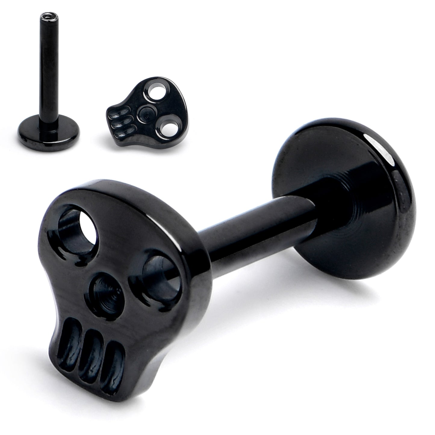 16G 5/16 Black ASTM F-136 Implant Grade Titanium Internally Threaded Skull Labret