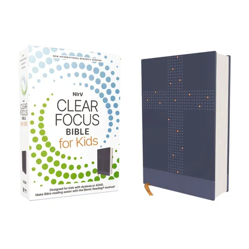 Nirv, Clear Focus Bible for Kids (Help Kids with ADHD or Dyslexia Read with Confidence), Leathersoft, Blue: Read More of the Bible with Better Focus U - Leather