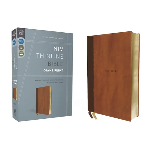 Niv, Thinline Bible, Giant Print, Leathersoft, Brown, Red Letter, Comfort Print - Imitation Leather
