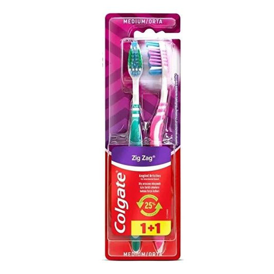 Colgate Manual Toothbrush Zig Zag Bristles - Deep Cleaning, Gentle on Gums, 1+1 Offer