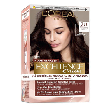 L'Oreal Paris Excellence Nude Dark Brown Hair Dye: Ammonia-Free Gray Coverage for All Skin Tones - Achieve Natural, Radiant Color at Home