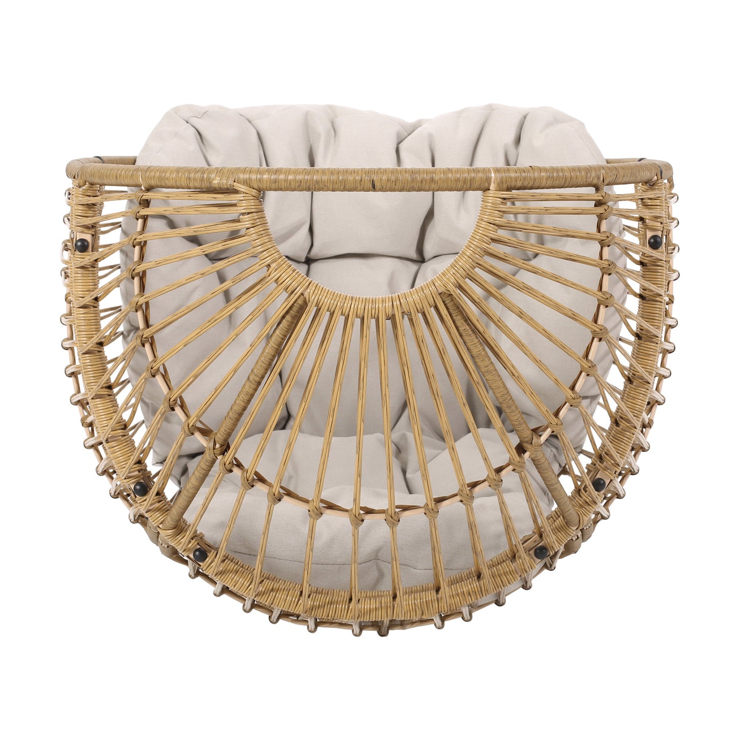 Outdoor Egg Chair PE Rattan Swivel Basket Natural Cushion 30.5in