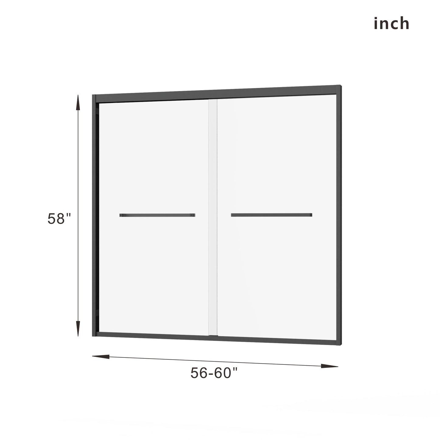 Double Sliding Bathtub Shower Door with SGCC Clear Tempered Glass, Matte Blac