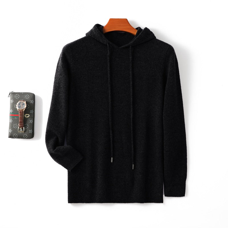 Hooded Solid-color Knitted Hoodie Sweater