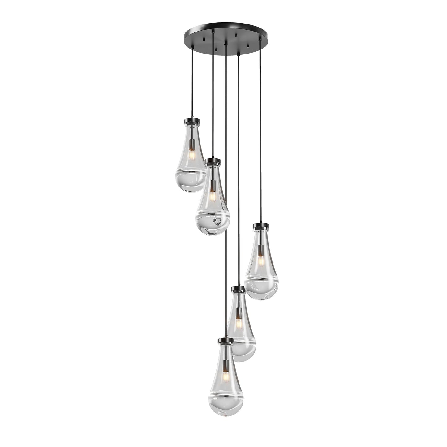 Chandelier 5-Light Cluster Pendant Black High Ceiling Adjustable E12