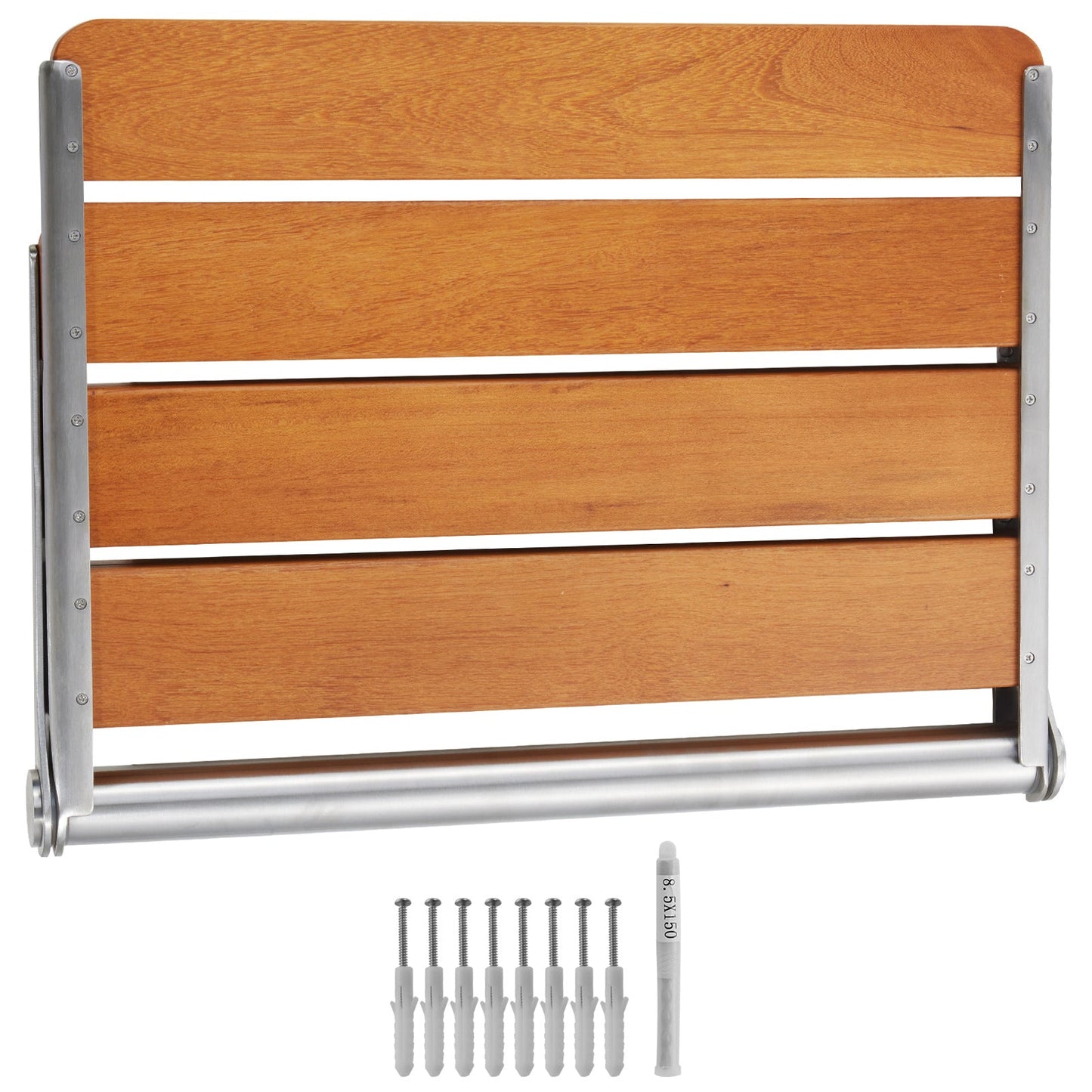 Shower Seat Folding Wall-Mounted Teak Wood 500 LB 20.9x16 In Space-Saving
