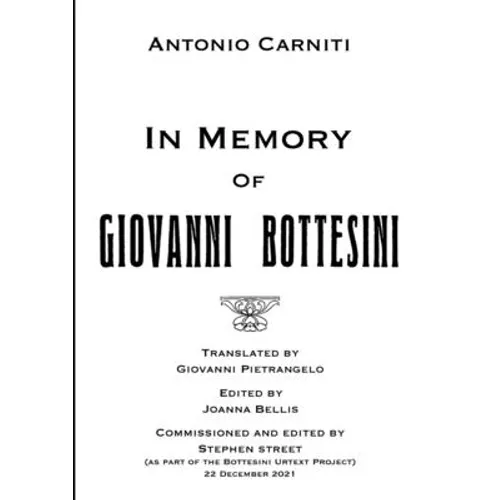 In Memory Of Giovanni Bottesini - Paperback