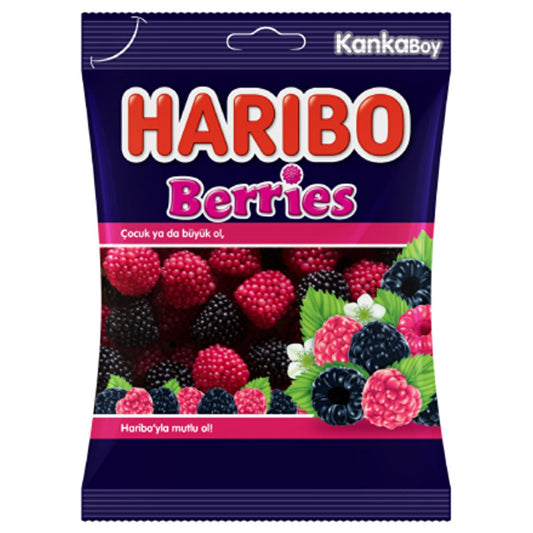 Haribo Berries: Delicious Raspberry Gummy Candy - Hard Shell, Soft Inside - 80g Fruity Treat