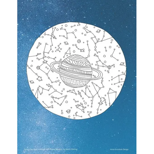 Galaxy Sky Map Notebook with Flower Margins for Adult Coloring - Paperback