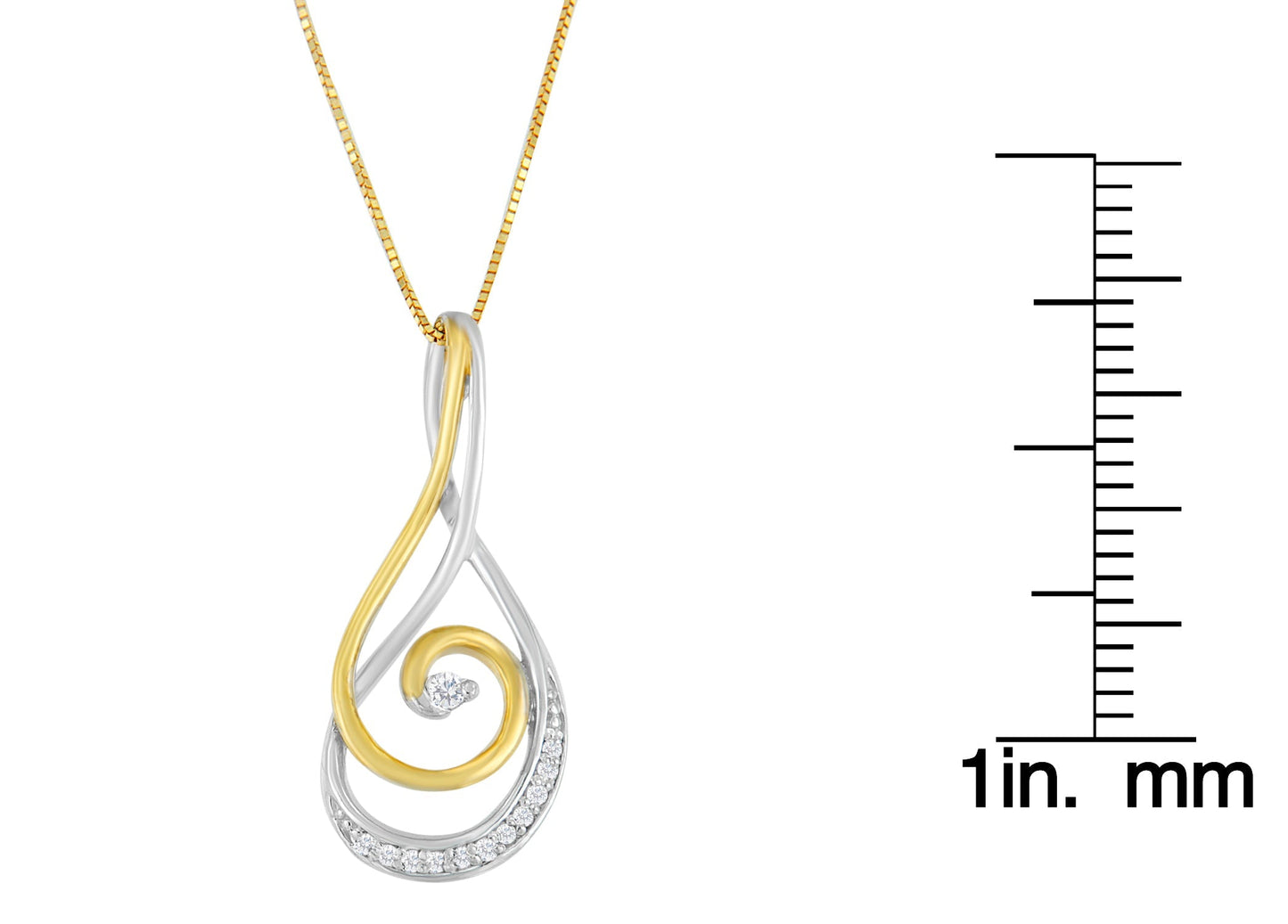 Diamond Double Spiral Pendant Necklace in 10K Two-Tone Gold – 1/6 Cttw