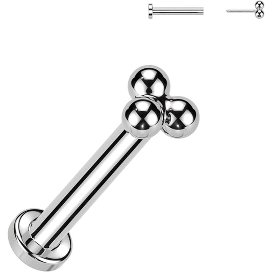 20G 5/16 Trinity Ball Medical Grade Titanium Flat Back Earring