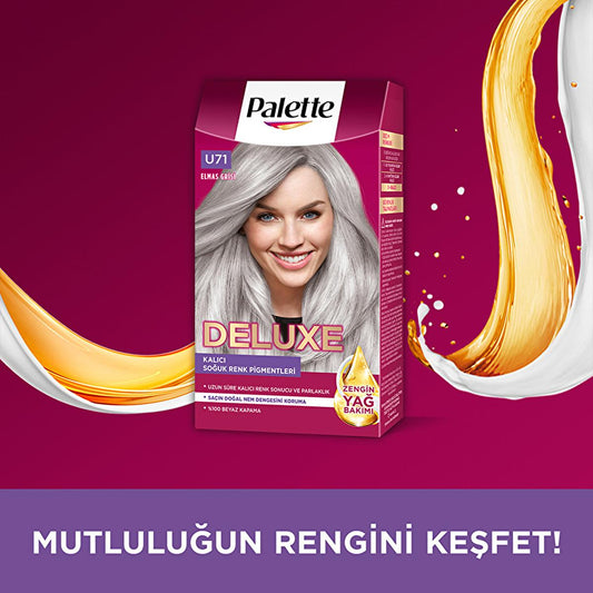 Palette Deluxe U71 Elmas Grisi Hair Dye - Long-Lasting Gray Hair Color with Nourishing Properties