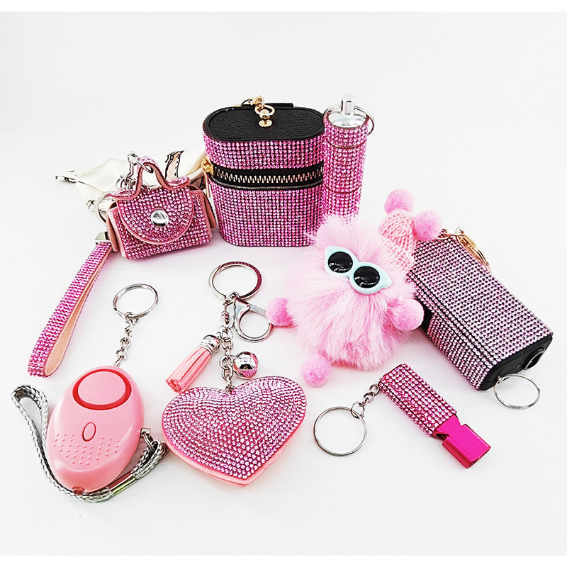 8-piece Heart-shaped Keychain Charm Set In Red Packaging