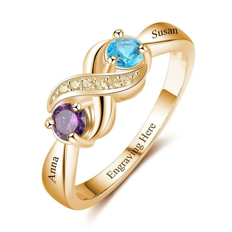 12th Birthday Stone Love Heart Ring Female