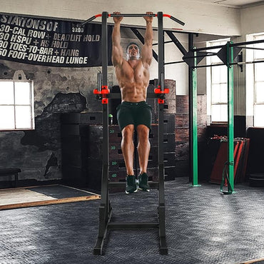 GYMAX Multi-function Power Tower, Heavy-duty Pull Up Bar Stand for Pull-ups, Push-ups, Vertical Knee, Leg Raises, Dip Stand, Strength Training, Workout Dip Station for Home, Gym, Fitness Equipment