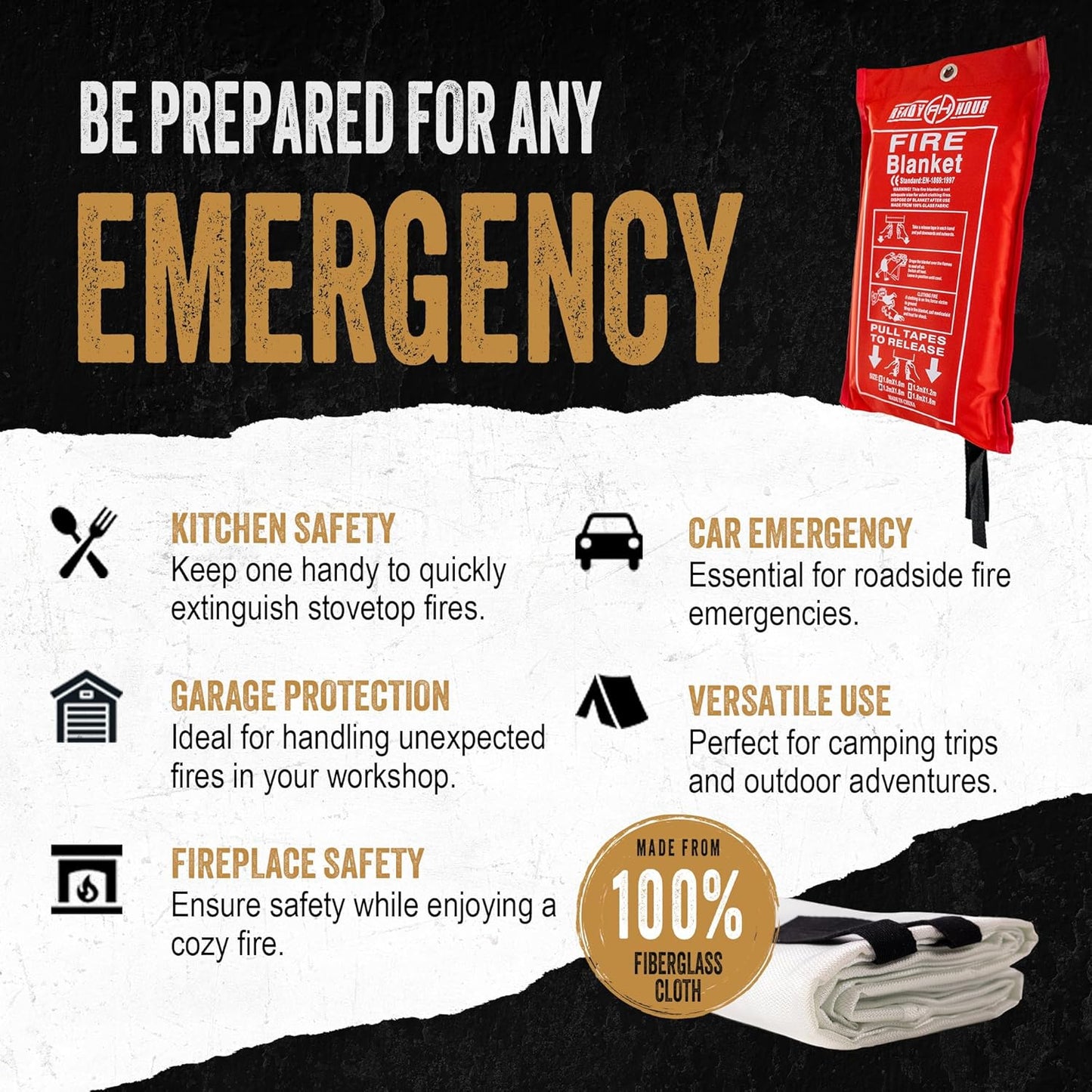 Fire Evacuation Mask & Fire Blanket | Emergency Fire Safety Kit for Home | Smoke Protection Survival Gear for Kids and Adults