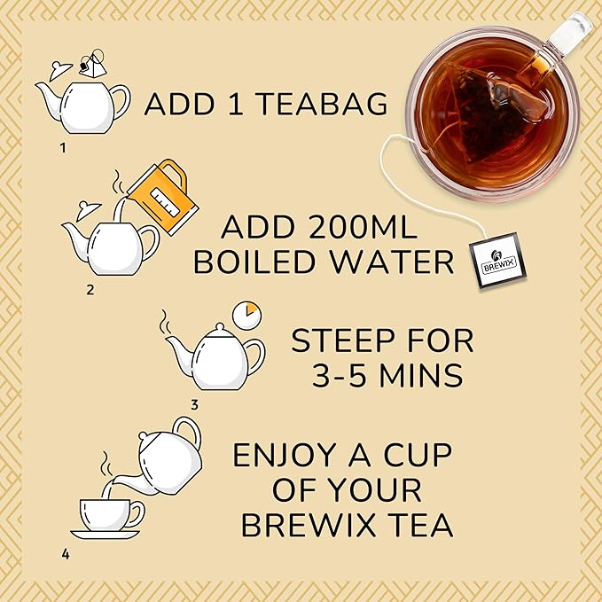 BREWIX Premium Assorted Black Tea Sampler Gift Box with 5 Flavors (20 Pyramid Indivdidually Wrapperd Tea Bags) | Tea Gift Set & Variety Pack | Gifts for Women & Men, Tea Set