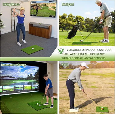 Upgrade Multi-Function Golf Hitting Mat – MyVoice 5x4ft Thickened Mat with Interchangeable Turf, Durable Non-Slip Base for Indoor & Outdoor Practice, Ideal for Golfers of All Levels