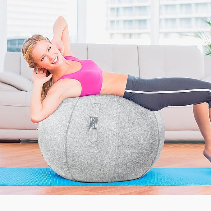 Yoga Ball Exercise Ball, Anti Slip Stability Ball Chair, 25” Heavy Duty Large Gym Ball for Fitness, Balance and Core Workout with Cover, Easy Clean