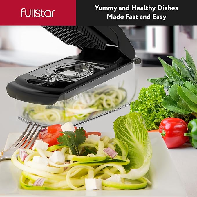 Fullstar The Original Pro Chopper - Vegetable Chopper and Spiralizer, Food Chopper with Container, Fruit Slicer, Kitchen Gadgets & Accessories, Home Essentials (4 in 1, Clear)