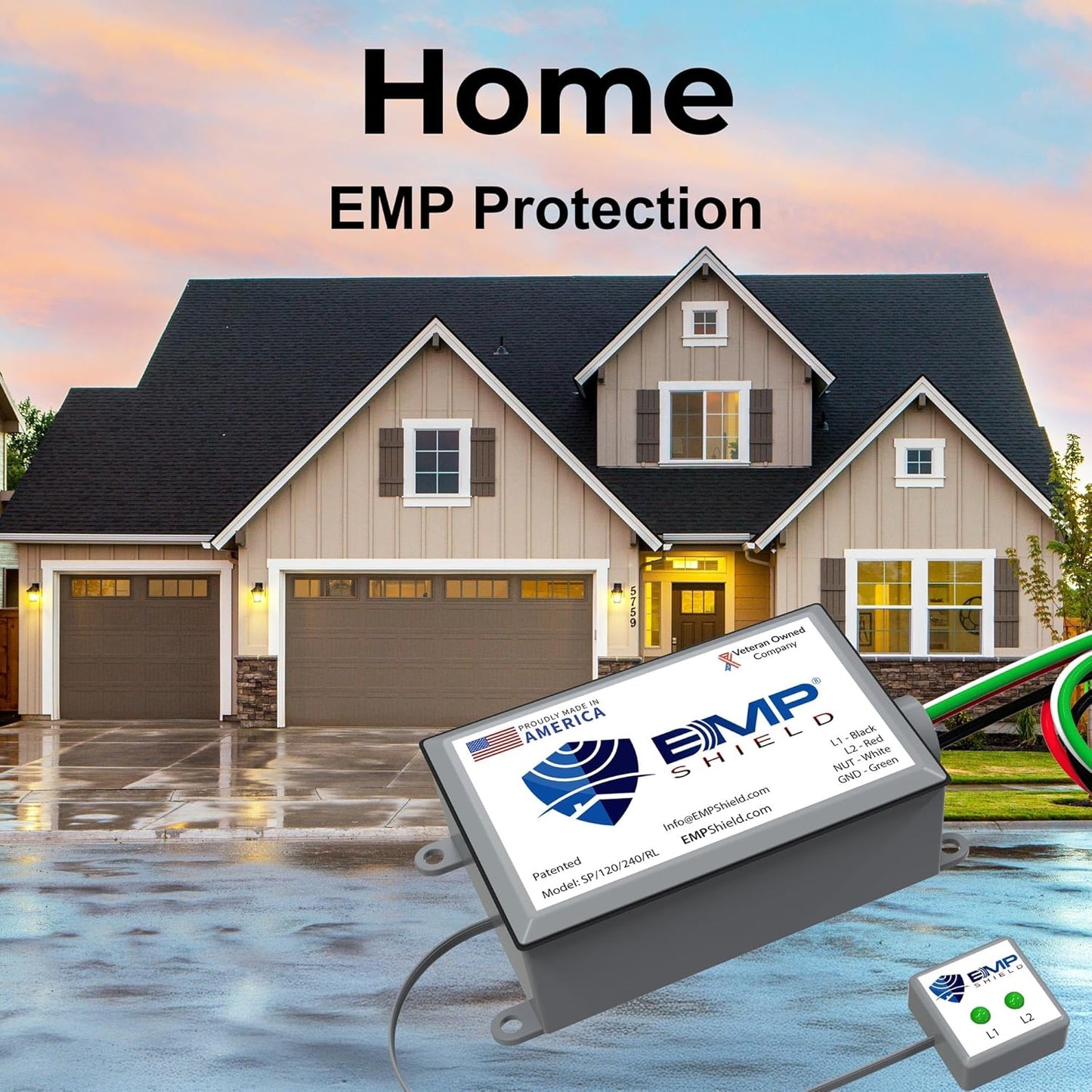 EMP Shield - Home & Vehicle EMP Lightning Protection + CME Defense Flush Mounted Breaker Box and 12 Volt DC for Car and Truck (SP-120-240-RL & DC-12V-WV)