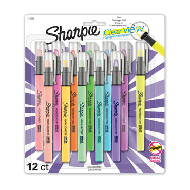 Sharpie Clear View Highlighters 8 Pack - Chisel Tip Assorted Fluorescent Colors School Office