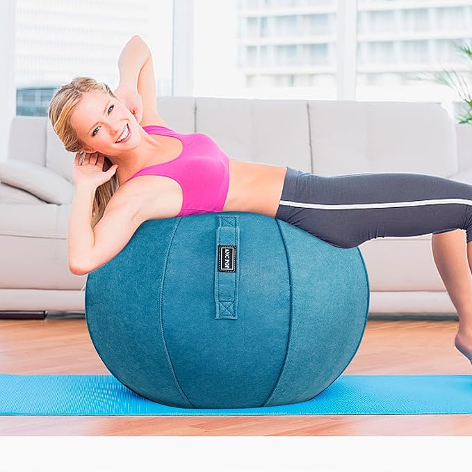 Yoga Ball Exercise Ball, Anti Slip Stability Ball Chair, 25” Heavy Duty Large Gym Ball for Fitness, Balance and Core Workout with Cover, Easy Clean
