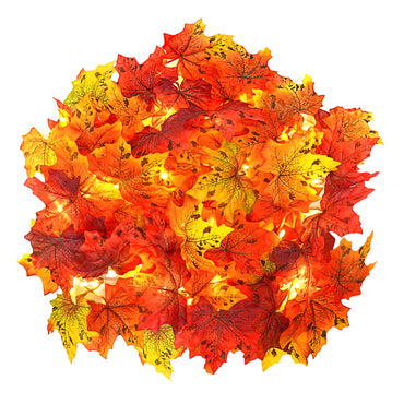 Feybxla 2 Pack Maple Leaf String Lights 20ft 60 LED Multicolor Waterproof
