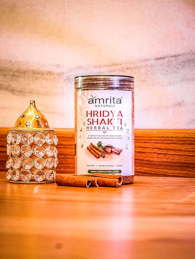 Amrita Naturals Hridya Shakti Herbal Tea – (500g) | Instant Arjun Bark Tea | Vegan, Gluten-Free | No Artificial Colors or Flavors | Natural Herbal Blend