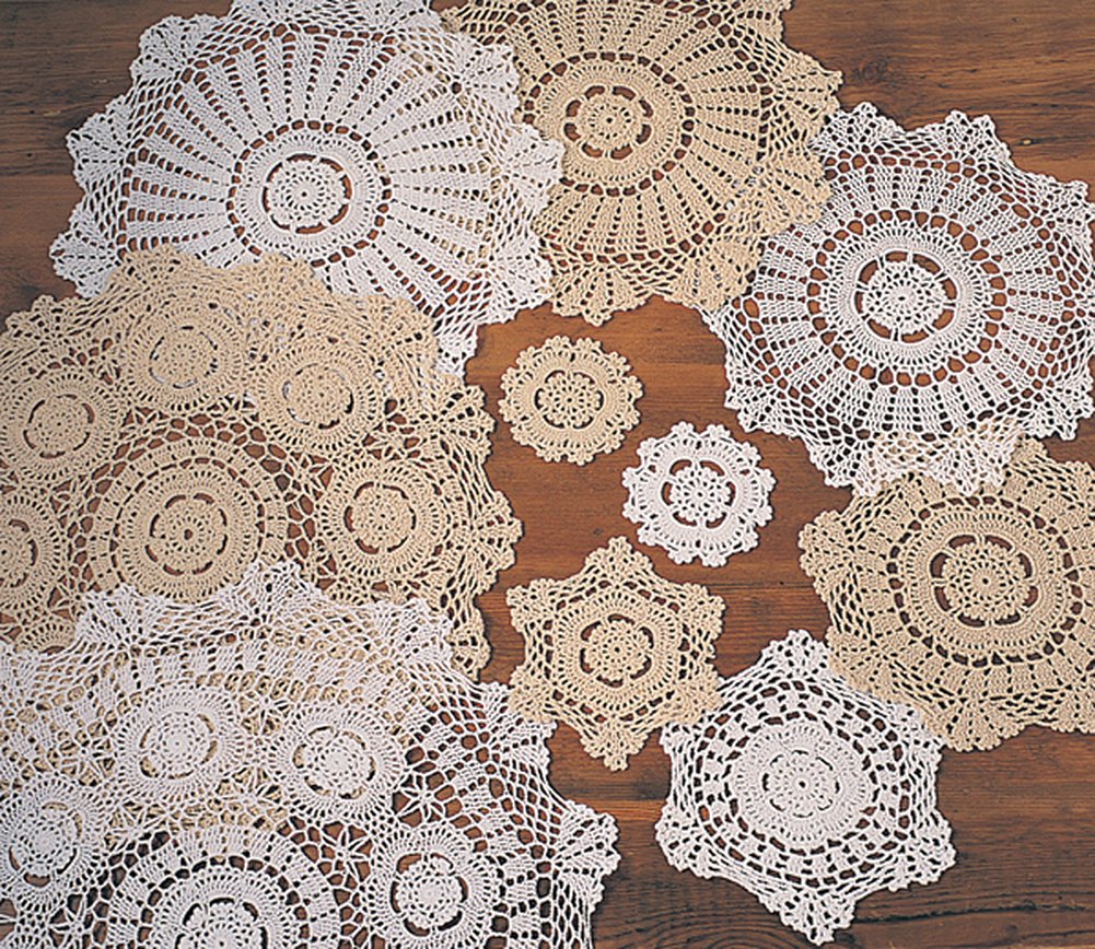 Fennco Styles Handmade Crochet Lace Centerpiece Cotton Doilies, 24-inch Round (2-Pack, White)