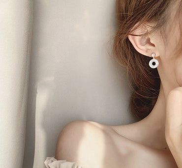 Korean Opal Shell Dangle Earrings in Sterling Silver
