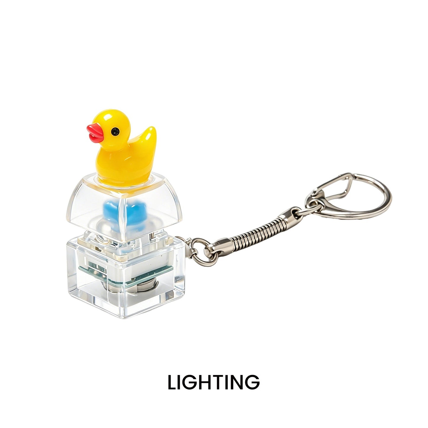 DOWMOO Glowing Button Squeeze Keychain - Glowing, Press And Flashing, Stress-Relief Pendant - Little Duck Keychain