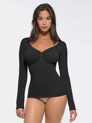 Seamless Diamond Neck Bust Support Waist And Tummy Control Shaping Top