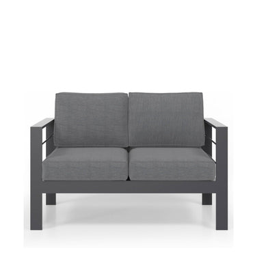 Outdoor Loveseat Aluminum Gray Dark Gray Olefin Cushions 50in