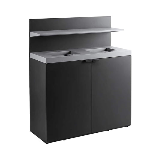 86-Gallon Heavy-Duty Commercial Steel Two-Stream Trash Can Cabinet With Tray Holder (SAK45079)